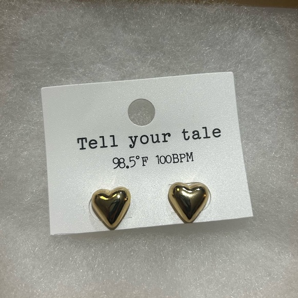 tell your tale Jewelry - NEW! Gold Heart Stud Earrings